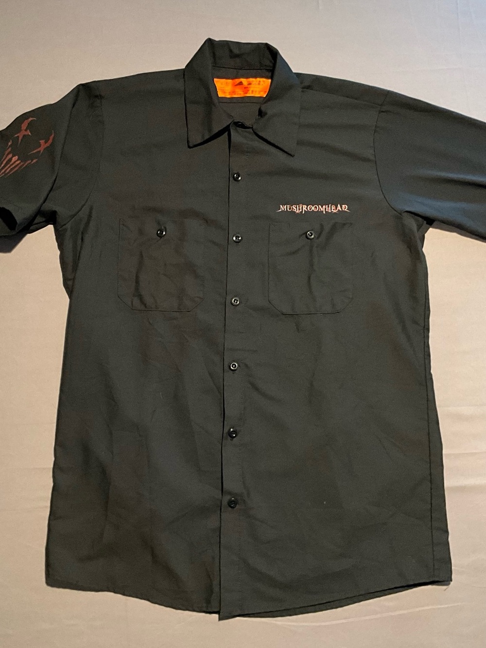 Vintage Black Short Sleeve Button Up Mushroomhead Work Shirt Red Kap Tag Sz M